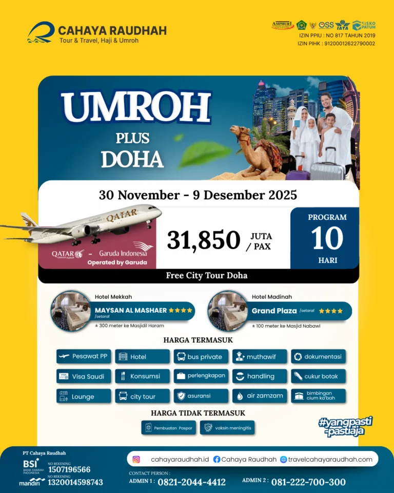 Paket Umroh 30 November 2025 | Travel Umroh | Travel Haji | Cahaya Raudhah