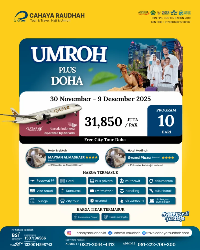 Paket Umroh 30 November 2025 | Travel Umroh | Travel Haji | Cahaya Raudhah