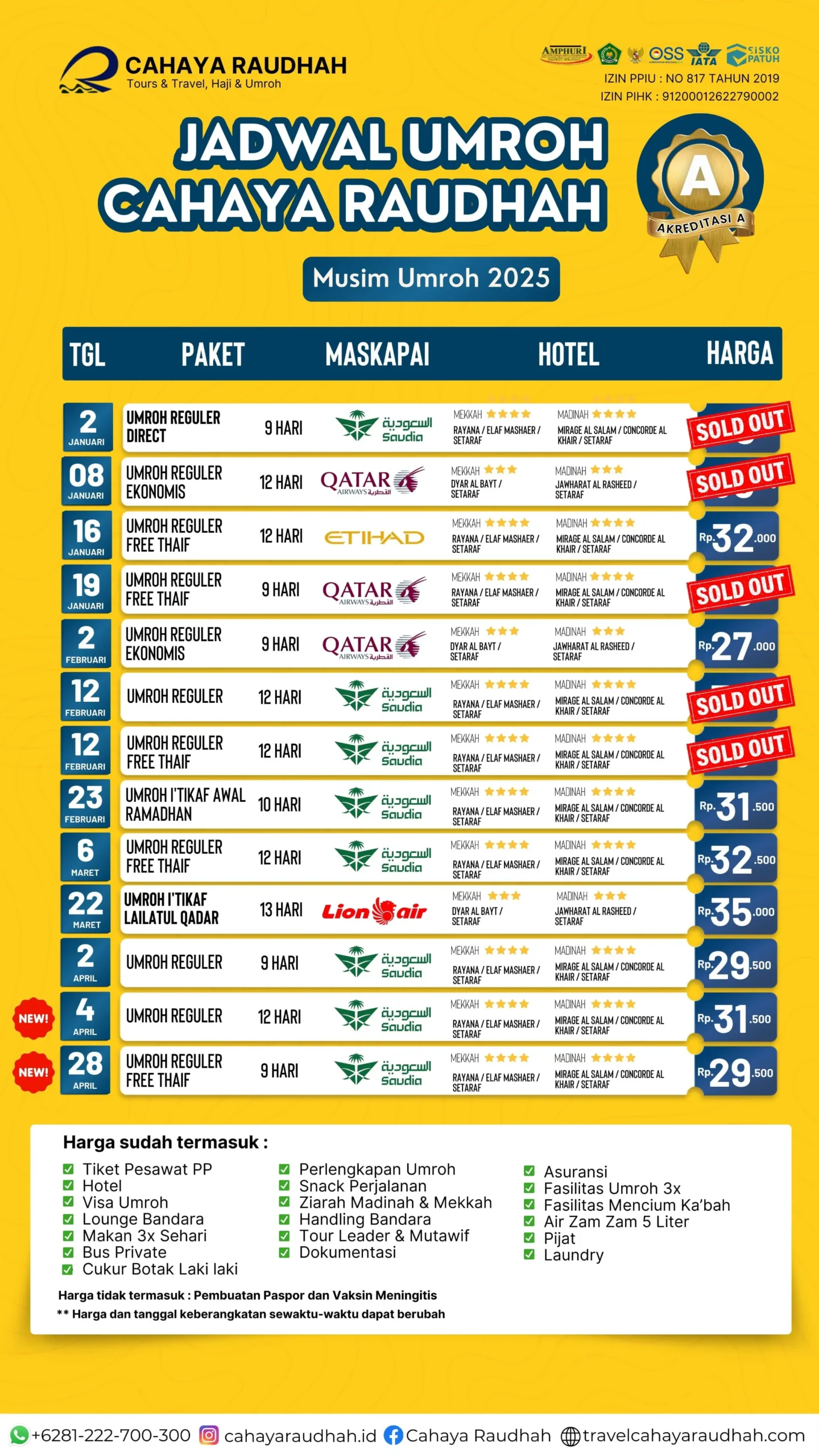 Paket Umroh 2025 Travel haji dan Umroh Cahaya Raudhah