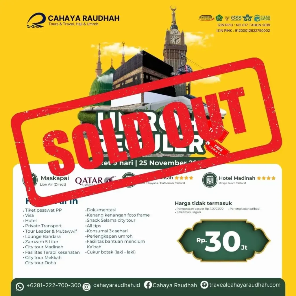 Paket Umroh 25 november 2024 Travel Umroh Cahaya Raudhah