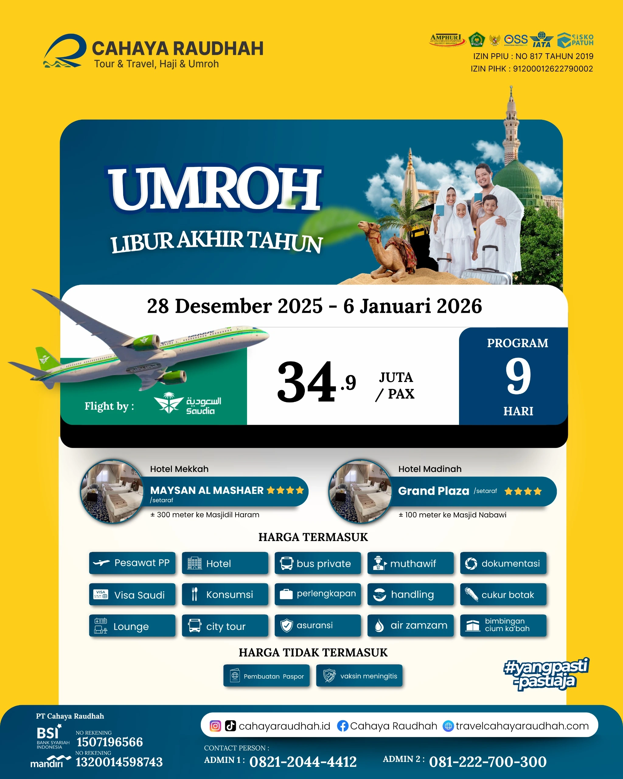 Paket Umroh 28 Desember 2025 | Travel Umroh | Travel Haji | Cahaya Raudhah
