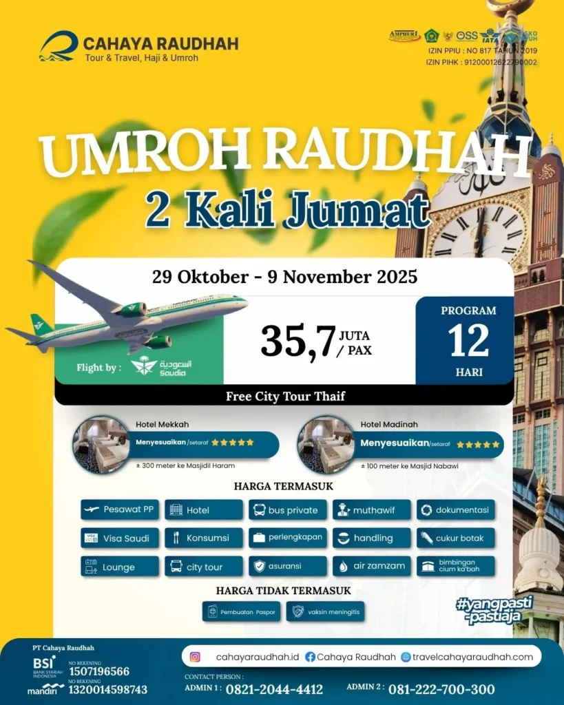paket Umroh 29 Oktober | Travel Umroh | Travel Haji | Cahaya Raudhah