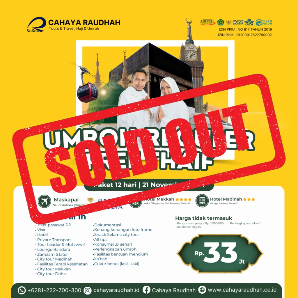 soldout paket umroh cahaya raudhah 21 November 2024