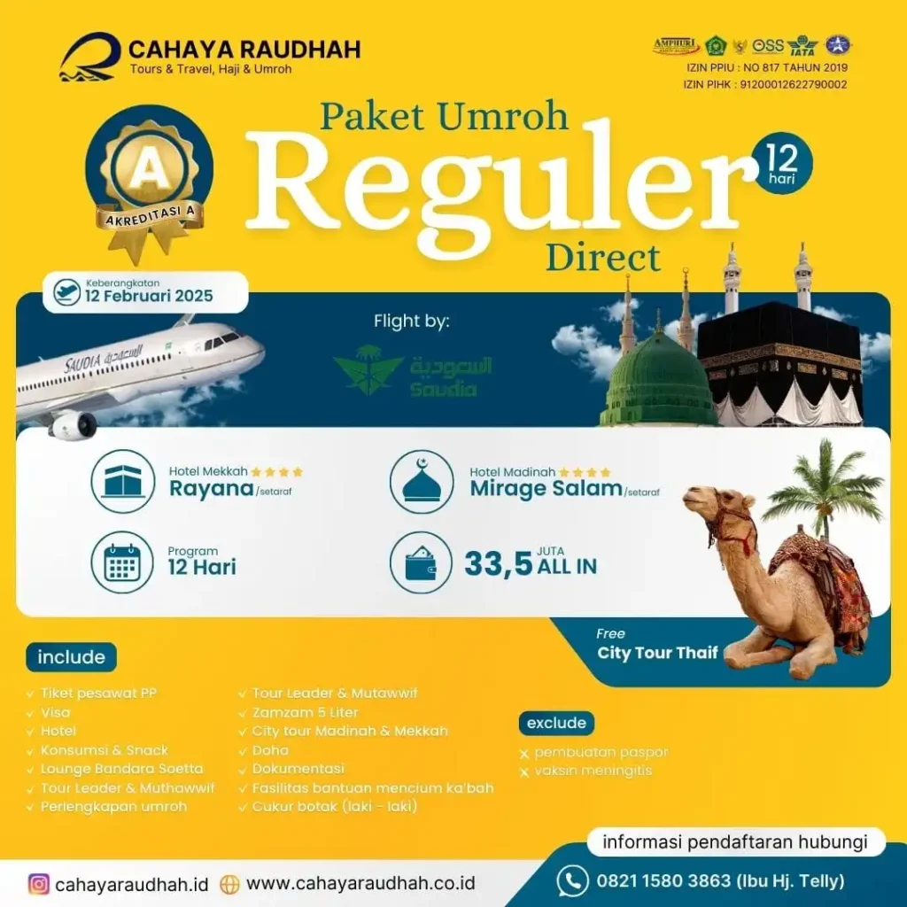 Paket 12 Februari 2025 Travel Umroh | Travel Haji Plus dan FurodaPaket 3 Desember 2024 Sold Out Travel Umroh | Travel Haji Plus dan Furoda