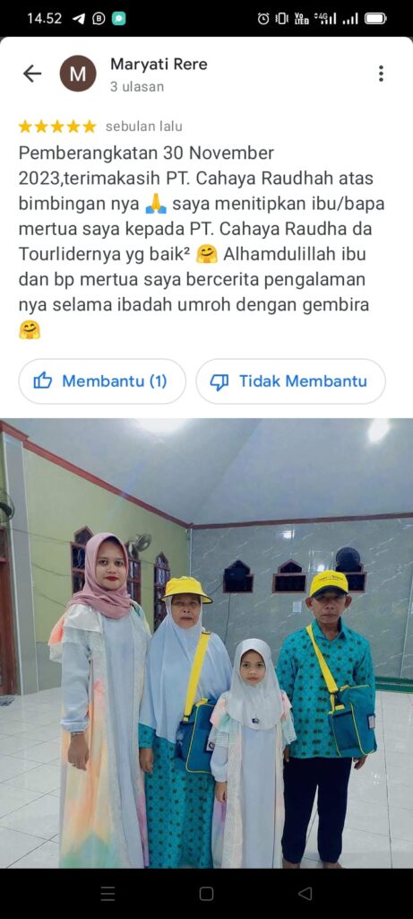 Testimoni Paket Umroh Private untuk Keluarga Cahaya Raudhah