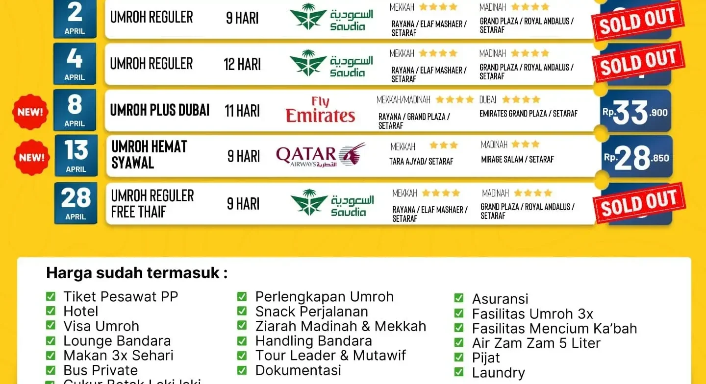 Program Paket Umroh Bulan April 2025 Cahaya Raudhah