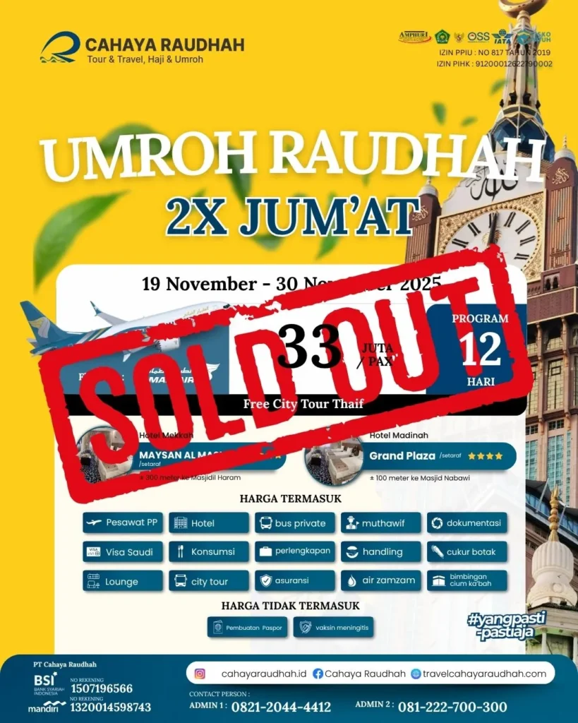 Paket Umroh 19 November 2025 | Travel Umroh | Travel haji | Cahaya Raudhah