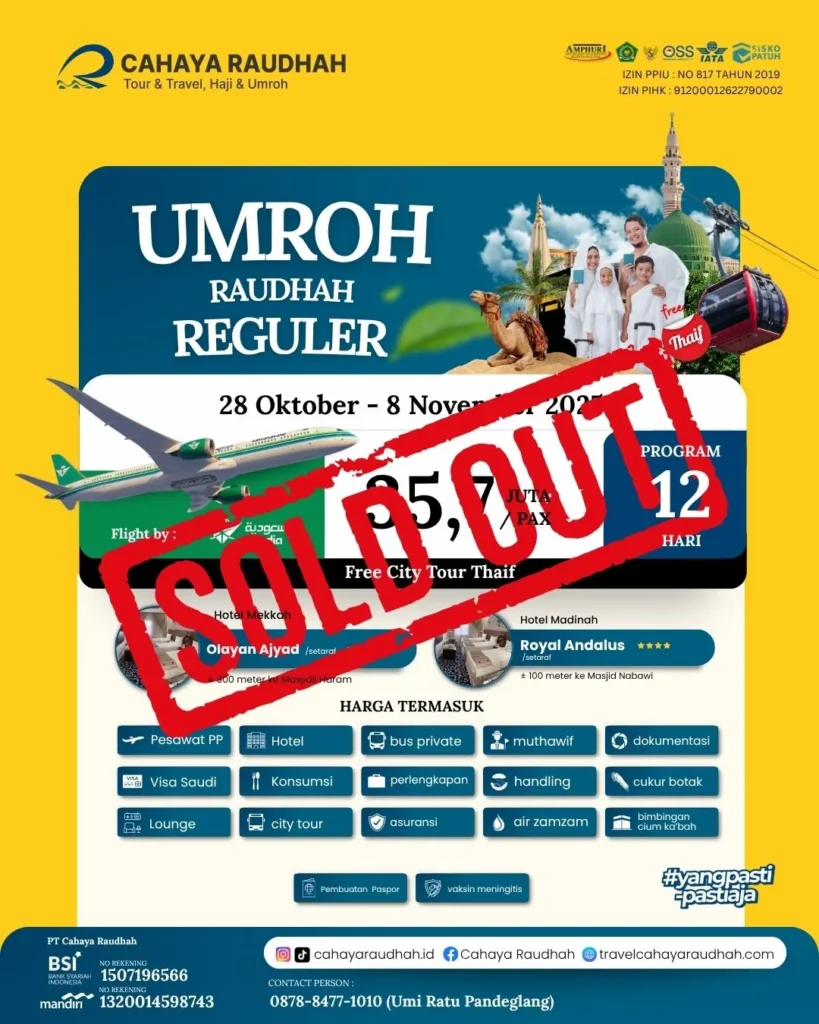 Paket Umroh 29 Oktober 2025 | Cahaya Raudhah | Travel Umroh
