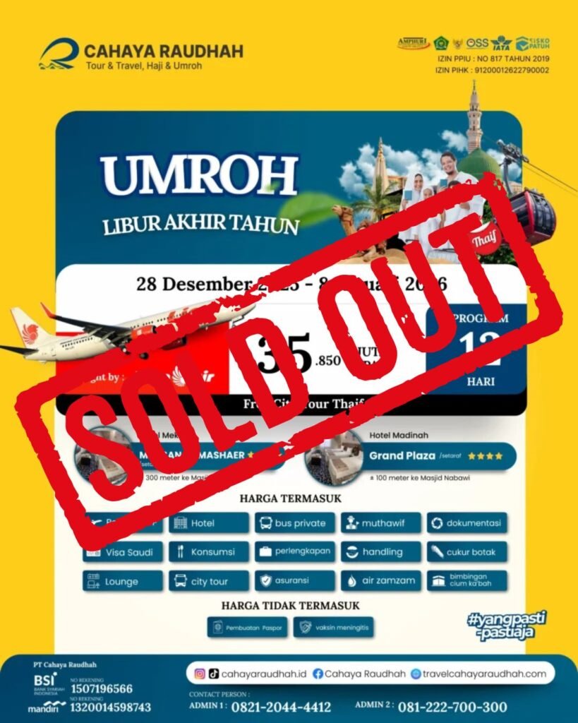 Paket Umroh Akhir Tahun 28 Desember 2025 Soldout Cahaya Raudhah
