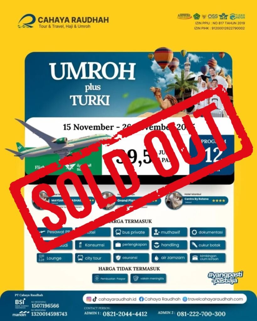 Paket Umroh 15 November 2025 Plus Turki SoldOut