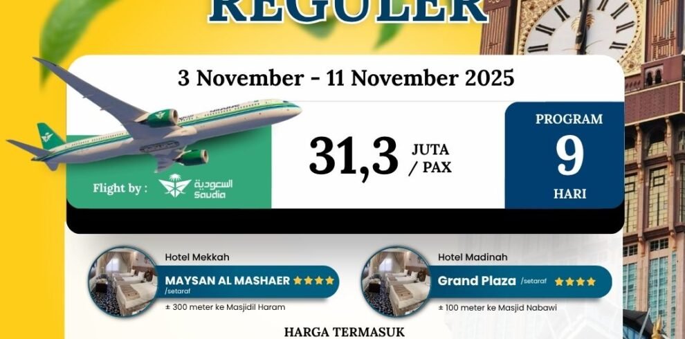 Paket Umroh 3 November 2025 | Cahaya Raudhah | Travel Umroh