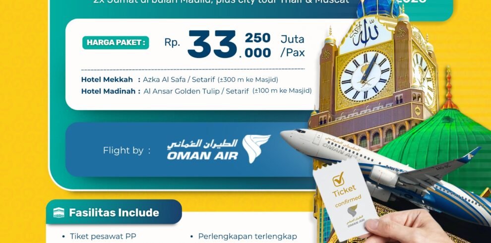 Umroh Raudhah 02 September 2026 12 Hari (Maulid 2x Jumat)